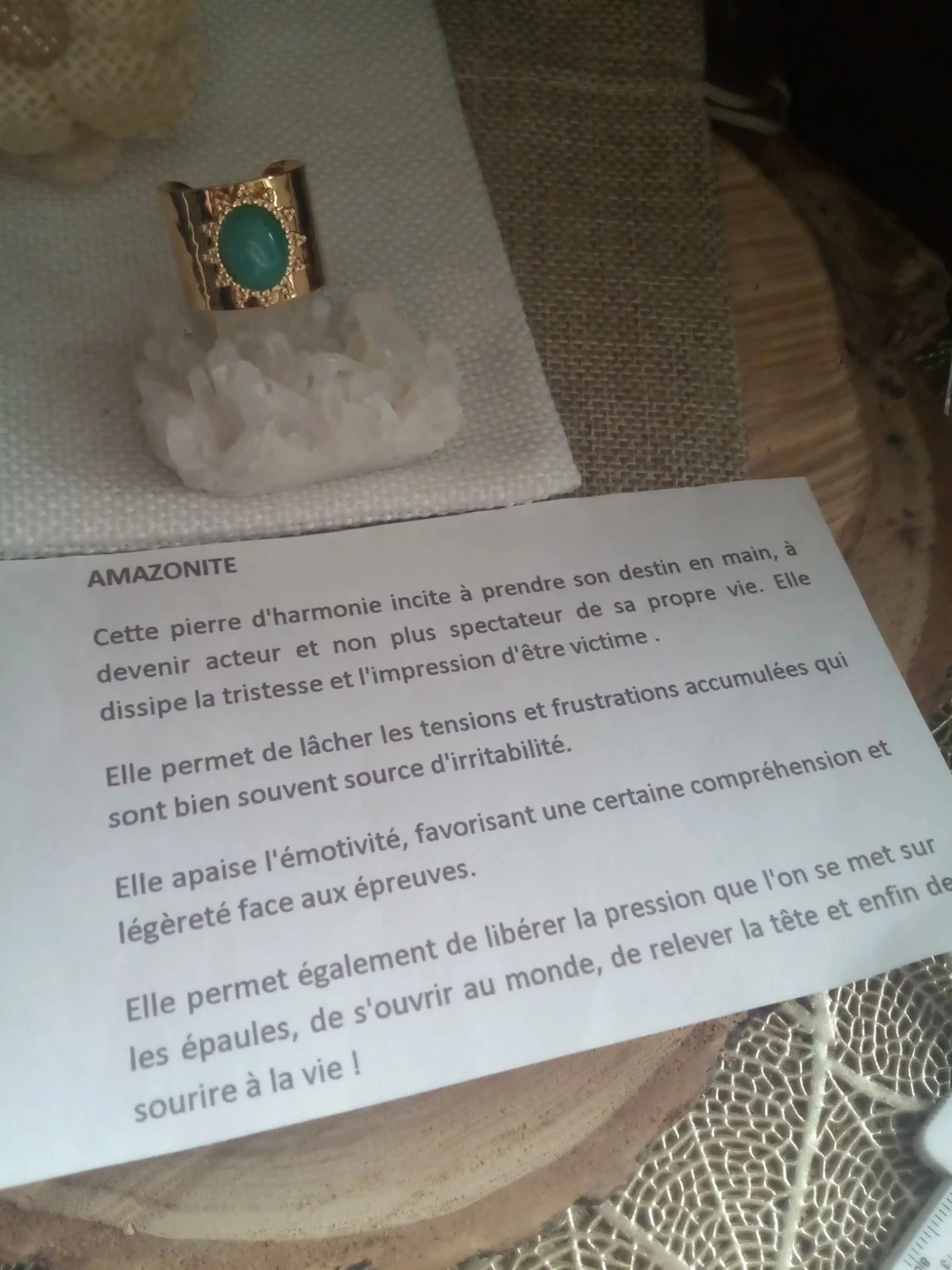 Bague  bohemia pierre d'amazonite et acier inoxydable – photo 3
